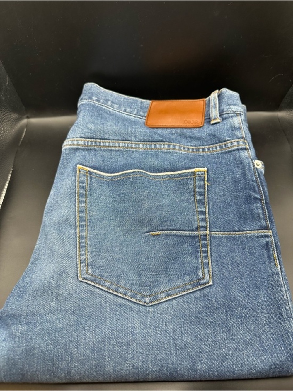 Dior Japan Slim Embroidered Mid Wash Denim US33